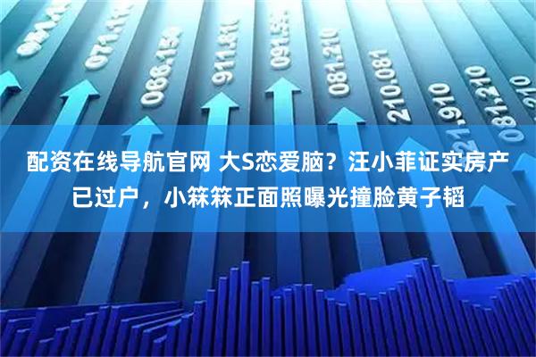 配资在线导航官网 大S恋爱脑？汪小菲证实房产已过户，小箖箖正面照曝光撞脸黄子韬